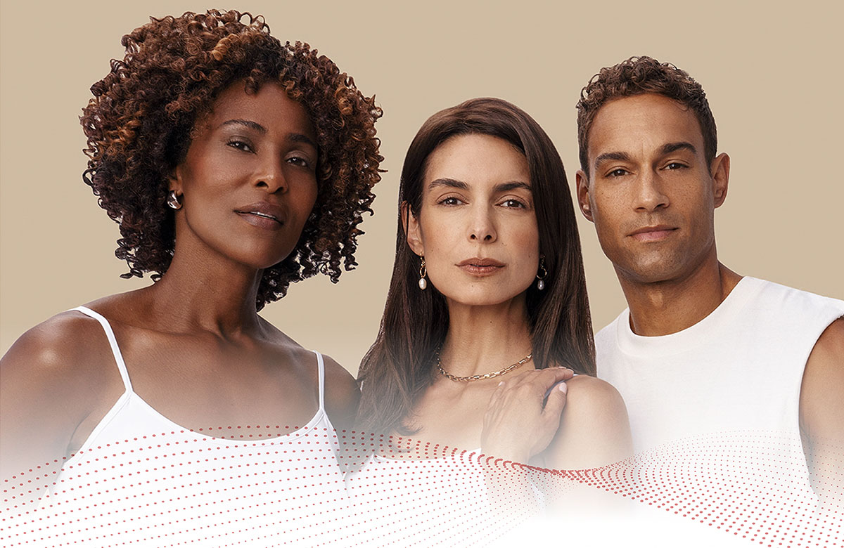 Fraxel - Female and male models wearing white